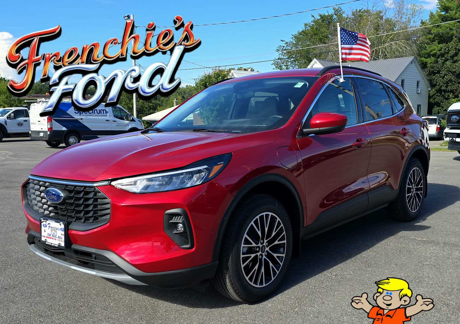 2025 Ford Escape PHEV in Rapid Red Metallic Tinted Clearcoat — front three-quarter view