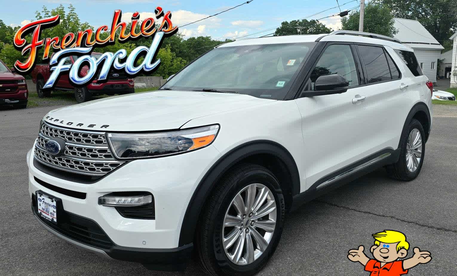 2022 Ford Explorer Limited in Star White Metallic Tri-Coat — front three-quarter view