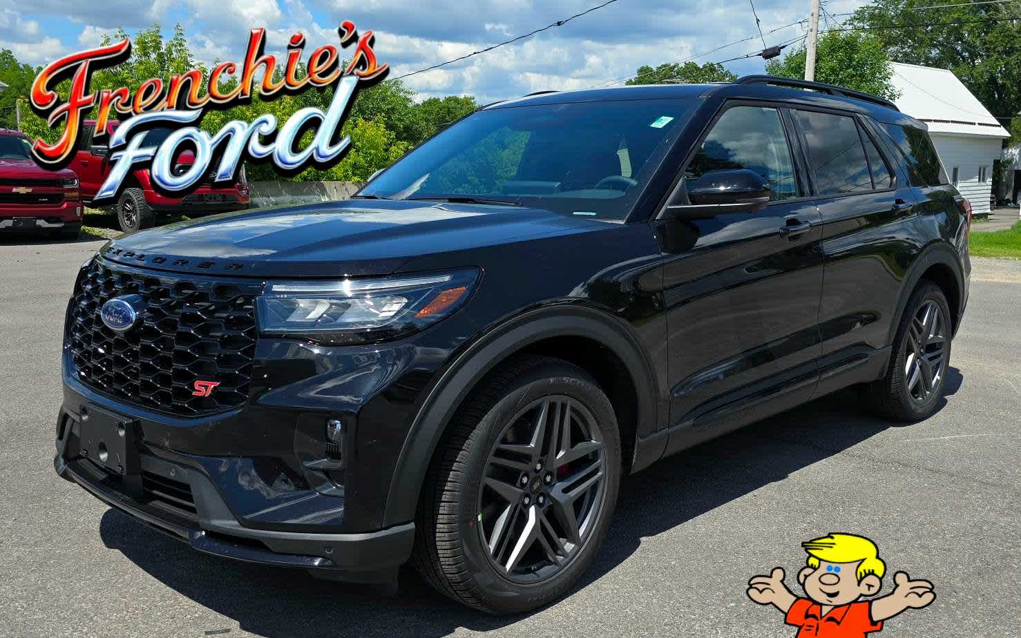 2026 Ford Explorer ST in Agate Black Metallic — front three-quarter view